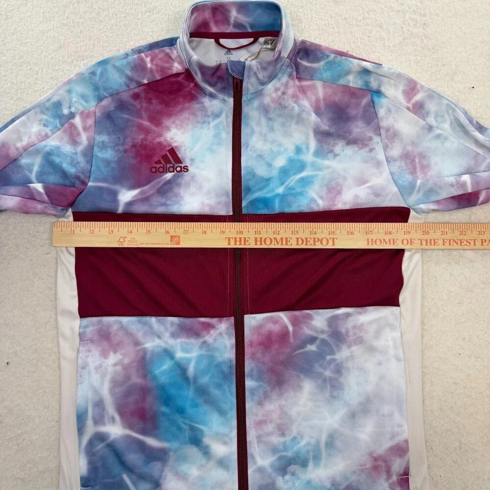 NWT adidas Men's Tiro Track Jacket Maroon Marble Tie Dye Three Stripe Size M - Picture 6 of 7